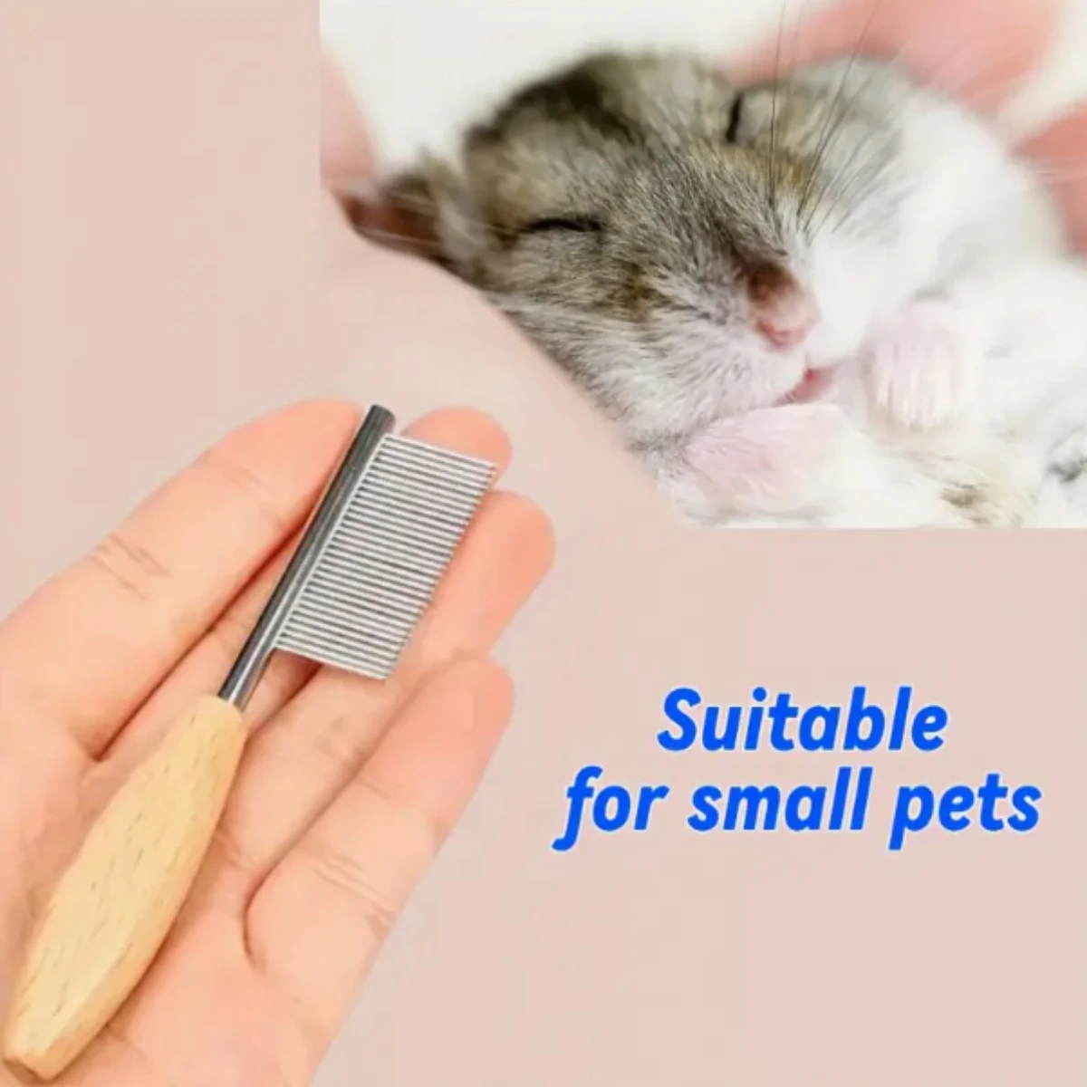 Haustierpflegekamm aus Edelstahl für Katzen und Hunde, Mini-Zungenkamm aus Metall mit feinen Zähnen, zum Fellpflege und zur Haarentfernung von Haustieren Image