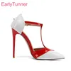 Neue Sommer Sexy Weiß Schwarz Frauen Kleid Sandalen Spitz Hohe Stiletto Ferse Dame Party Schuhe Plus Große Größe 43 45 47