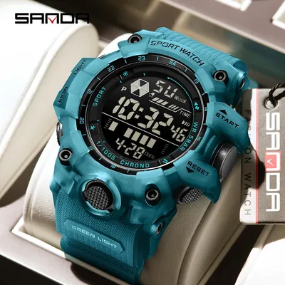 SANDA New 6229 Fashionable Men's Electronic Watch Sports Multifunctional Waterproof LED Men's Digital Electronic Watch