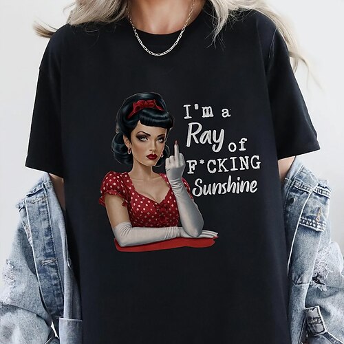 T-Shirt Retro Poster Retro-Mädchen 1950er Retro Vintage T-Shirt Ärmel Grafik für Damen Erwachsene Heißprägen für Maskerade Alltagstauglich Image