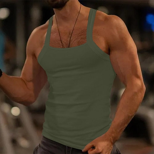 Herren Tank Top Weste Unterhemd Muskelshirt Ärmellos Platz Sommer Einfach Mode Streetwear Bodybuilding-Fitness Sport Outdoor Athleisure Schwarz Weiß Rosa Top T-Shirt für Herren Image