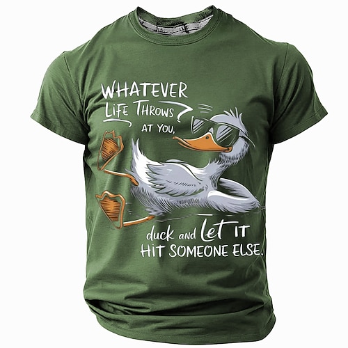 Herren Grafik T-Shirt Lustiges Enten-Wortspiel - Was auch immer das Leben dir gibt duck dich und lass es jemand anderen treffen Image