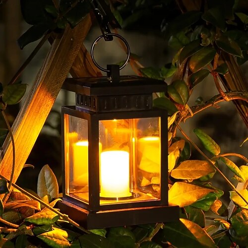 Solar-Retro-Laterne, Solar-Gartenleuchte, Outdoor, IP65, wasserdicht, Kerze, Garten, Balkon, Baum, Hof, Urlaub, Camping, Landschaftsdekoration Image