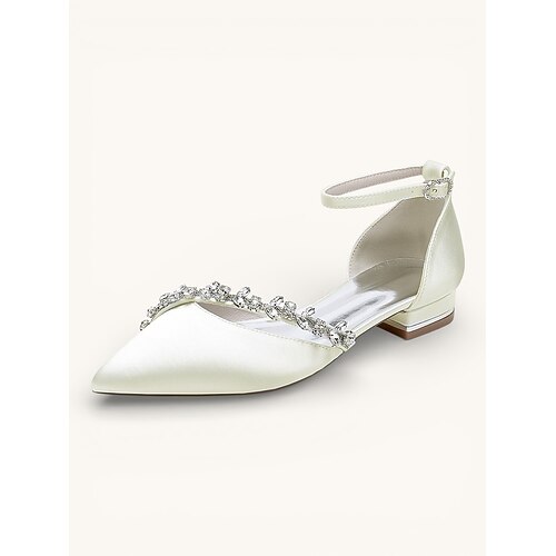 Elegante, spitz zulaufende Damen-Schuhe mit niedrigem Absatz und Kristallriemen – bequeme Abendschuhe für formelle Anlässe Image