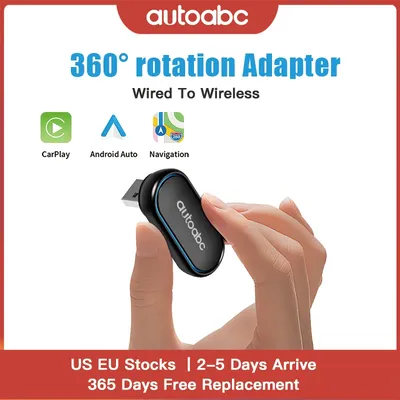 AUTOABC Rotatable Wireless CarPlay NEW 360° Android Auto Wireless Adapter Smart Mini Box Universal