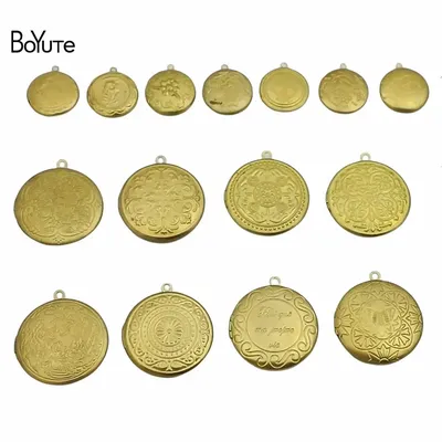 BoYuTe (50 Pieces/Lot) Raw Brass No Plated Round Shaped Photo Locket Pendant Can Open Diy Jewelry