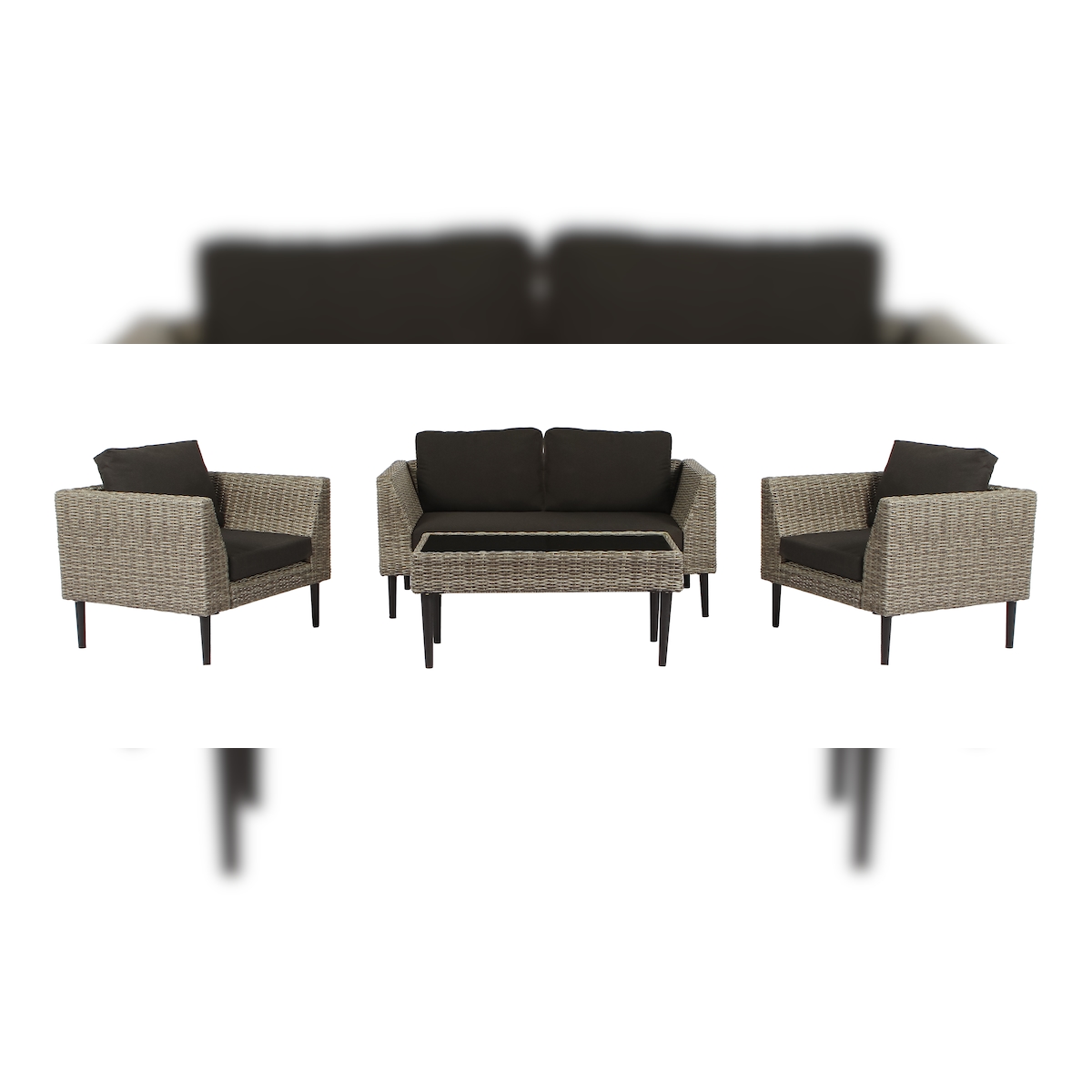 Tarrington House Outdoor Sofa Set Cassone 4 tlg., Stahl/PE-Rattan, 1 Sofa, 2 Sessel, 1 Tisch, grau Image