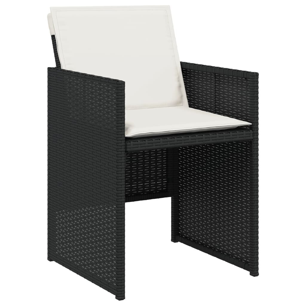vidaXL Gartenstühle mit Kissen 4 Stk. Schwarz Poly Rattan Image