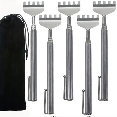 TEMU 6pcs Stainless Steel Extendable Back Scrapers - , Adjustable Handle Manual Massagers For Easy Reach - Ideal For Elderly Care & Personal Use