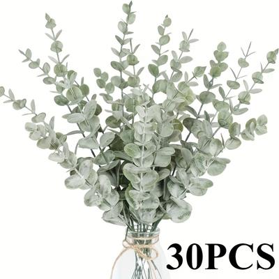 TEMU 30pcs Artificial Flower For Home Decor Eucalyptus Stems Artificial Eucalyptus Leaves Stems Real Touch Leaf Branches For Home Office Flowers Bouquet Centerpiece Wedding Decoration Image
