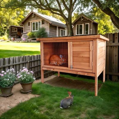 Kaninchenstall aus Holz für draußen Carrot