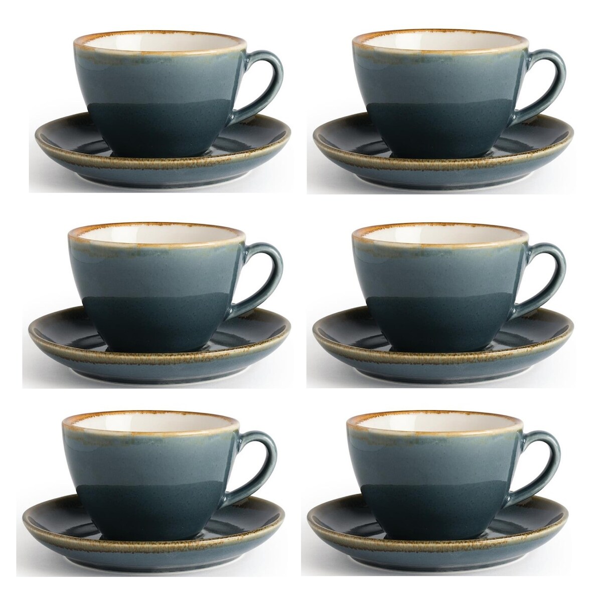 Gastronoble Olympia Kiln Cappuccinotassen + Untertassen Ozean | 34cl | Porzellan | 6 Sets Image