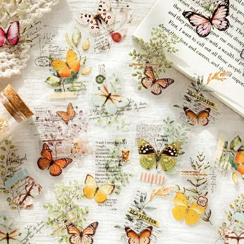 30 Blatt Scrapbook-Zubehör PET-Aufkleber Tasche Blatt Collage Geschichte Retro DIY dekoratives Handbuch 110 * 78 mm Materialienpaket Image