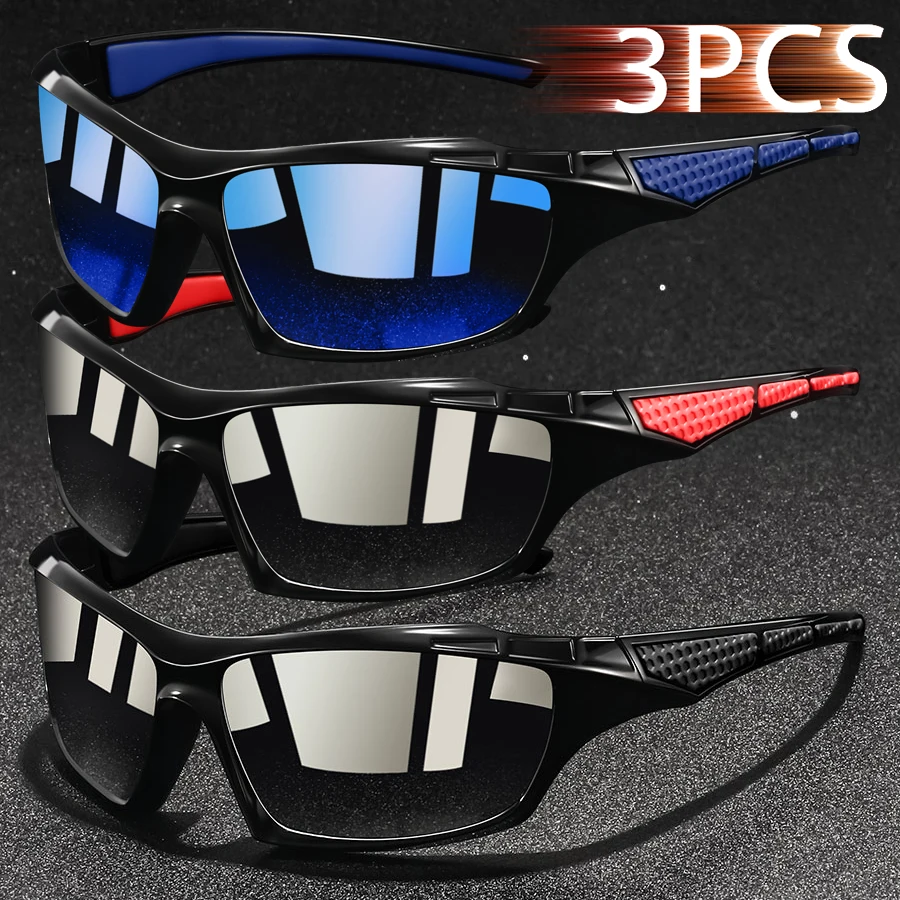 3er-Set Modische Vintage-Sonnenbrillen für Autofahren, Angeln, Radfahren, Sport, Herren und Damen, Laufen, Bergsteigen, Sport-Sonnenbrillen