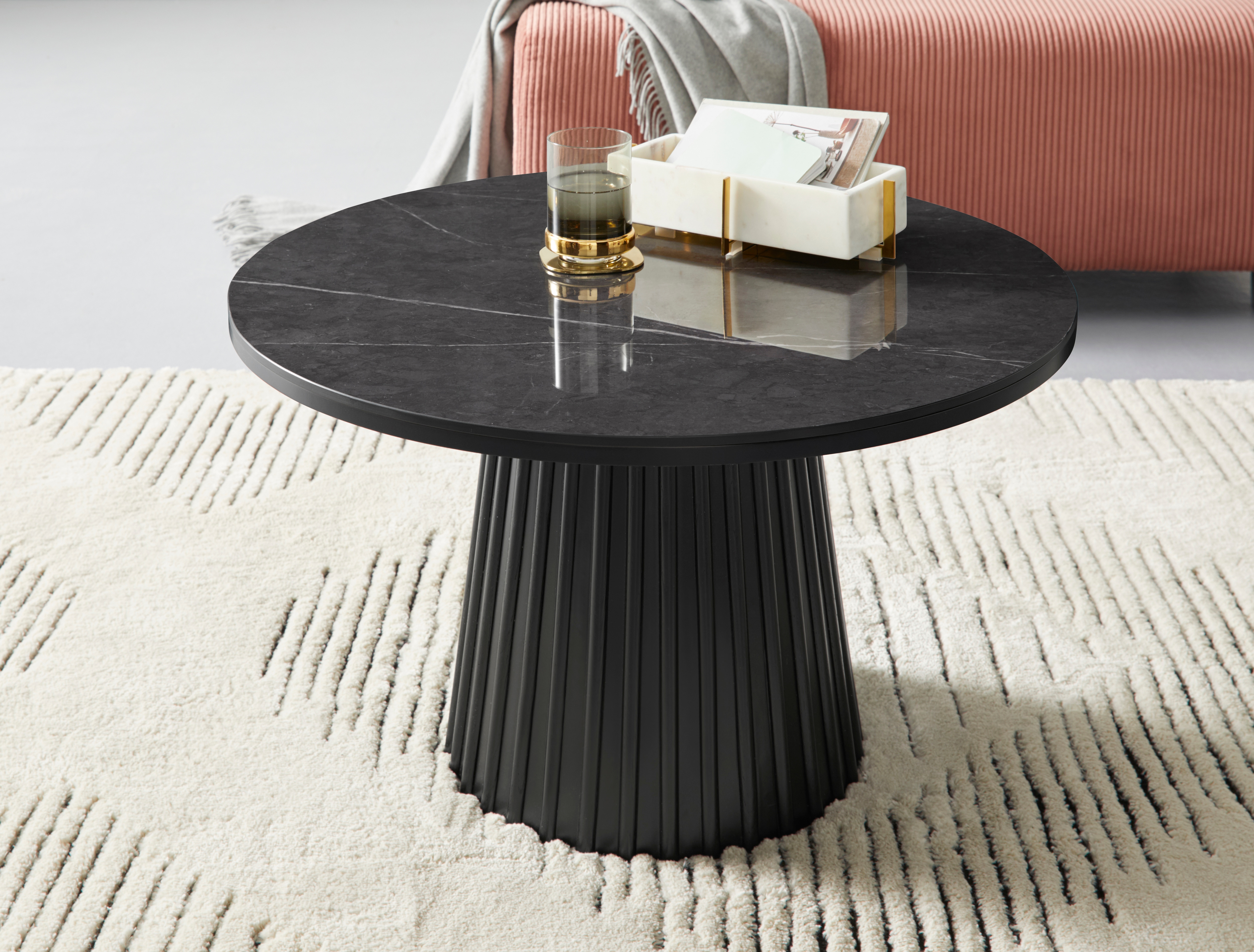 Couchtisch "Roos, TOPSELLER, OTTOs Choice", schwarz, B:80cm H:45cm T:80cm, MDF;Solid Ash;metal;ceramic, GUIDO MARIA KRETSCHMER HOME & LIVING, Tische, Couchtisch Runde Couchtische