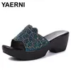YAERNI Neue Sommer Frauen Sandalen Aus Echtem Leder Schuhe Strass schuhe Hausschuhe Große Größe Nicht-slip Mode Sandalen Frauen Schuhe