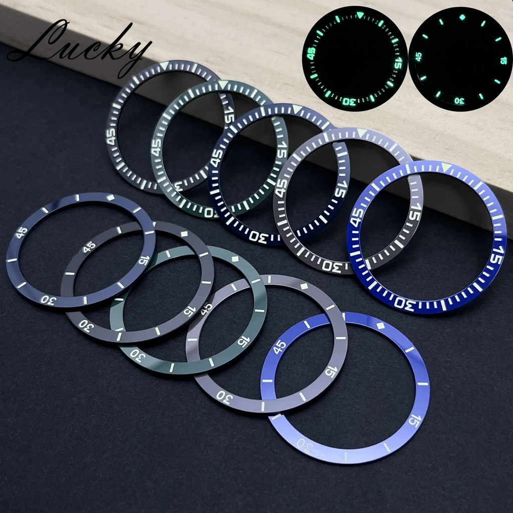 Hohe Qualität 38mm * 31,5mm C3 Grün Leuchtende Keramik Uhr Lünette Einsatz Schwarz/Blau/Grün/grau Uhr Lünette Ersatz Ersatzteile