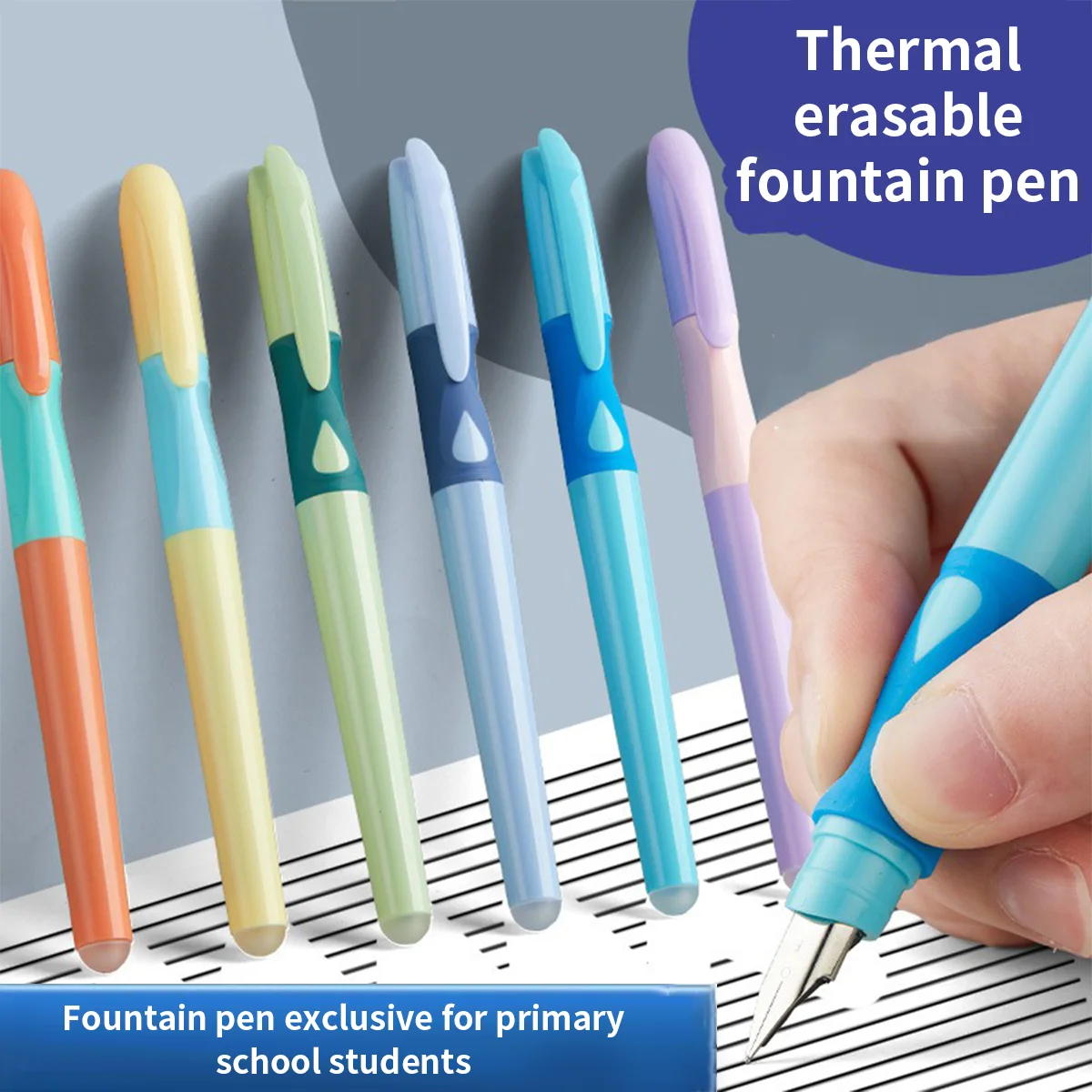 Kawaii Stance Pen Soft Grip, löschbare austauschbare Tinte Kinderschreibhaltung Trainingsstift Schule Student Schreibwaren Image