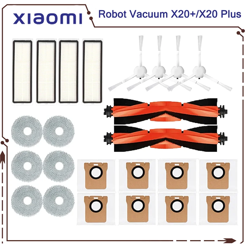 Für Xiaomi Roboter Vakuum X20 + / X20 Plus Teile Zubehör Wichtigsten Seite Pinsel Hepa-Filter Mopp Tuch Staubbeutel ersatz Image