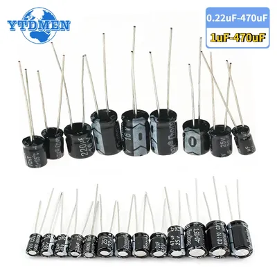 120PCS Aluminium-Elektrolytkondensator 1uF-470uF, 0,22uF-470uF Elektrolytkondensator 16V-50V DIP Image
