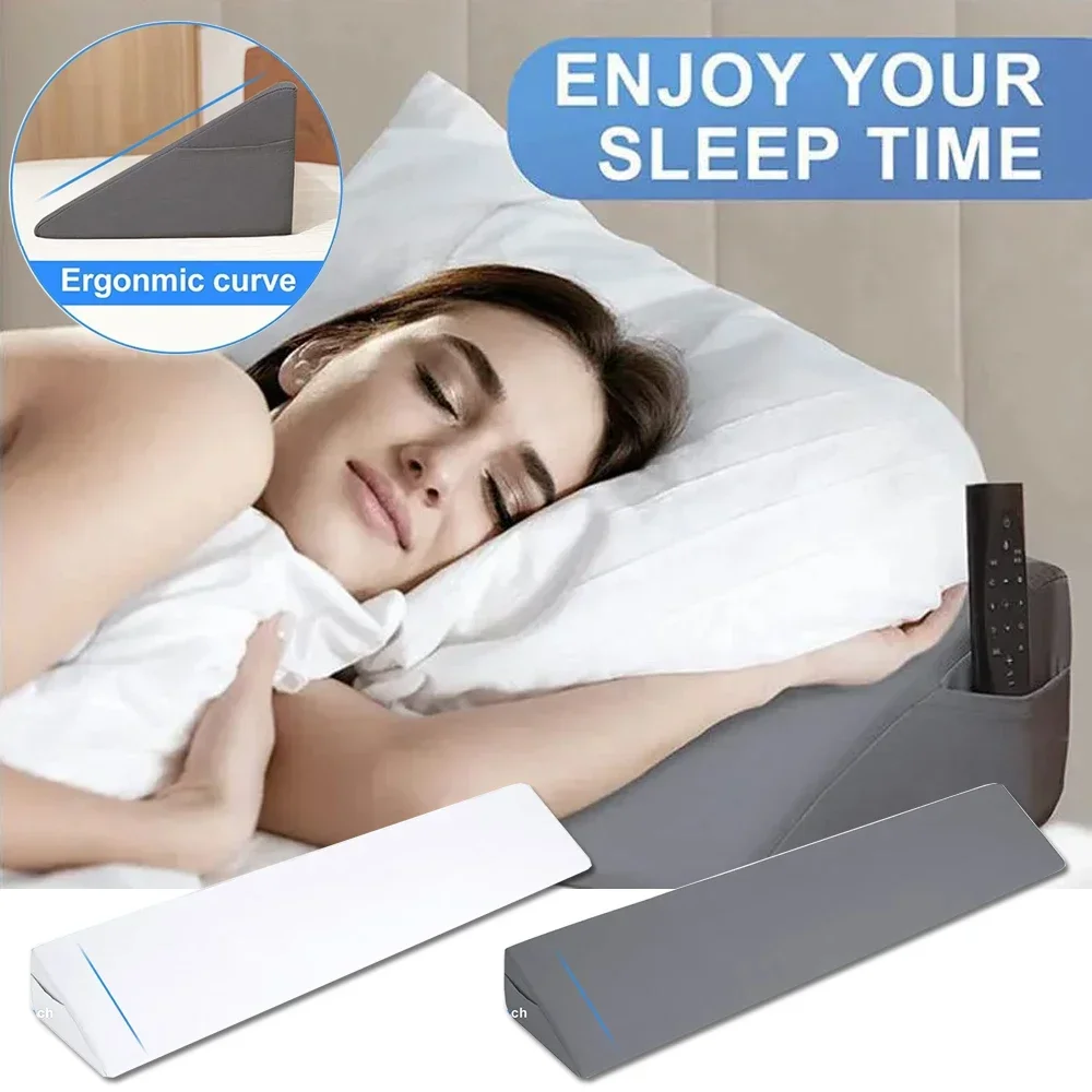 Keilkissen mit Tasche, entspannendes Nackenkissen mit langsamer Rückfederung, Schmerzlinderung zum Schlafen, weiche Dreieckskissen aus Memory-Schaum Image