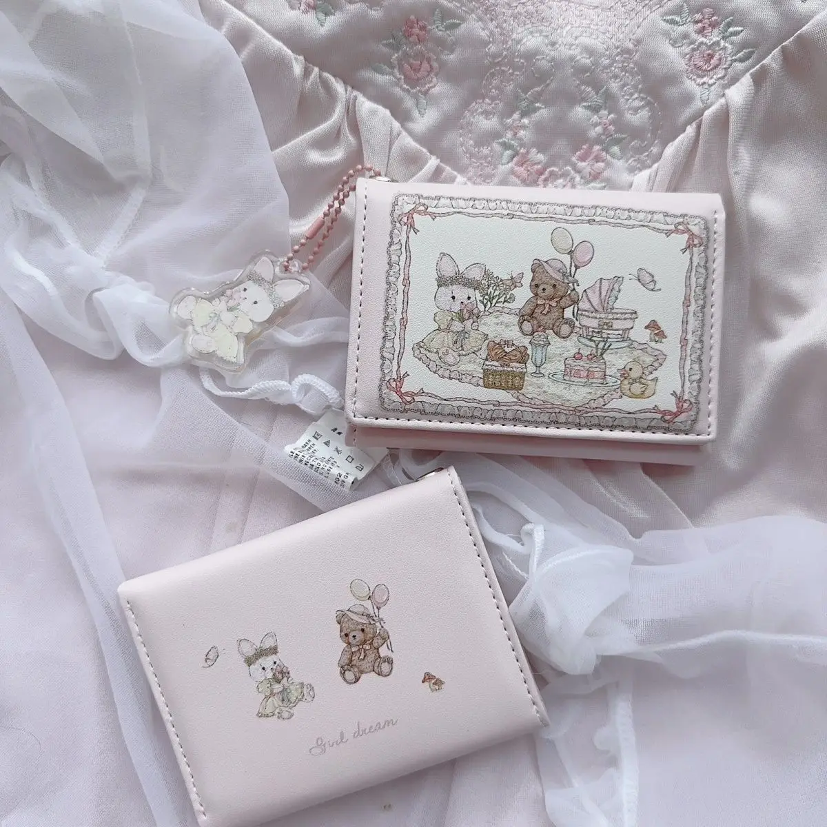 Kurze süße kleine Geldbörse für Damen, Münzgeldbörse, gefaltete Geldbörse, Pu-Leder, Reißverschluss, Tierdrucke, ästhetische Tasche, Jugend-Geldbörse Image