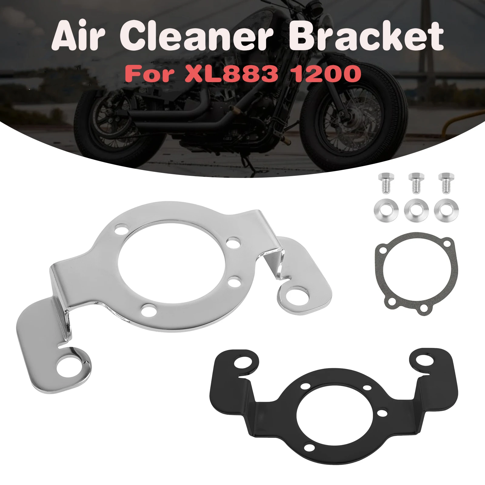 Compatible with Harley Sportster XL883 XL1200C 48 72 XL1200 Low EFI Air Filter Cleaner Support Bracket Intake Filter System Kit