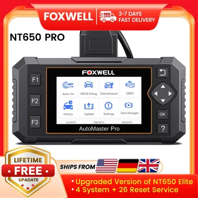 2025 Foxwell NT650 Pro OBD2 Automotive Scanner Car Code Reader ABS SRS Bidirectional Test 25 Reset Car Diagnostic Scan Tool