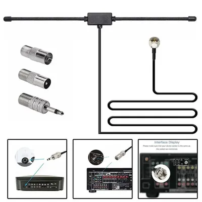 FM Radio Antenna FM Dipole Antenna Stereo Receiver Car Auto Music System Adapter Home Stereo Audio