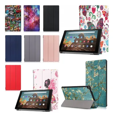 Tri-fold Flip Leather Case for Kindle Fire HD 10 8 Plus 7 Funda Capa Kids Auto Wake Sleep 2021 2020