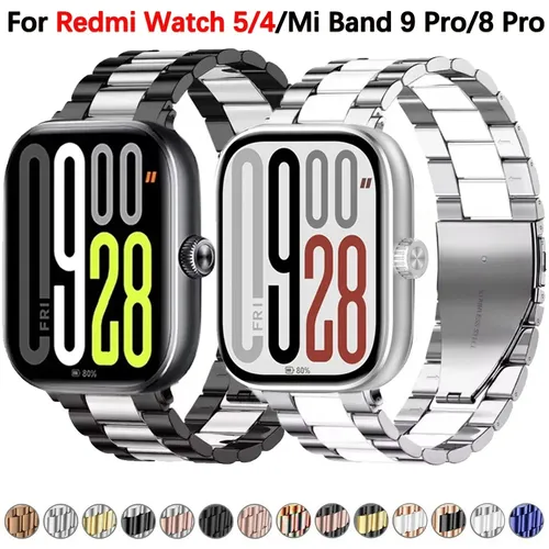 Bracelet en métal pour montre Redmi 5/Redmi Watch 4, réglable en acier inoxydable, pour Xiaomi Mi Band 9 Pro/Mi Band 8 Pro