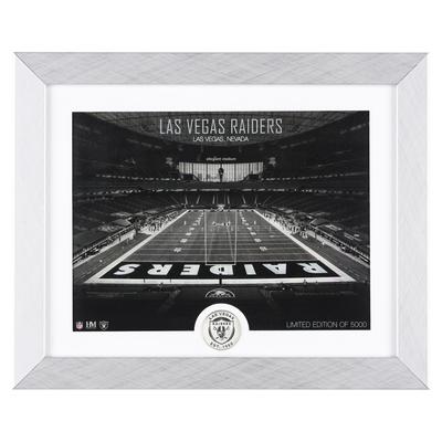 Las Vegas Raiders Art-Deco-Stadion-Silbermünze mit gerahmtem Foto Image