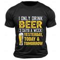 Lustiges T-Shirt mit Buchstabendruck „I Only Drink Beer" für Herren grafische Baumwollmischung kurzärmelig bequem Sommer Frühling Designer-Mode