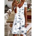 Damen Sommer Frühling Kurzarm V-Ausschnitt Minikleid Floral Paisley Print Tägliches Date