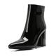 Damen Metallic AbsatzStiefel Outdoor Büro Alltag Fleece-Futter Knöchelstiefeletten Winter Block Chunky Absatz Spitz Zehe Freizeit Mikrofaser Wanderschuhe