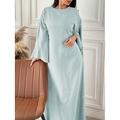 Damen Maxi Shift Kleid in Königsblau und Grün - Sommer Frühling - Semi-formelle Büro-Partybekleidung mit Rundhalsausschnitt normale Passform
