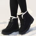 Damen-Schneestiefel flache Stiefel Übergröße für die Arbeit im Freien für den Alltag einfarbig mit Fleecefutter Stiefeletten mit Schnürung flacher Absatz runde Zehenpartie Vintage-Mode klassisch zum Gehen Wildleder
