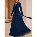 Elegantes A-Linien-Kleid mit V-Ausschnitt für die Mutter der Braut bodenlanges Kleid mit langen Ärmeln und Schleife Stretch-Chiffon einfarbiges Kleid zum Beeindrucken 2024