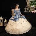Rokoko-Barock-Stil viktorianischer Stil Vintage Cocktail- und Ballkleid für Damen bodenlang Brautkostüm Maskerade elegantes Ballkleid mit Patchwork-Blumenmuster Übergröße Hochzeits- und Halloween-Partykleid