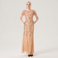 Roaring 20s Vintage Flapper Cocktailkleid 1920er Jahre Great Gatsby Charleston Damen Pailletten Stickerei Halloween Weihnachten Hochzeit Abschlussball Party Kleid Knöchellang