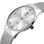 WWOOR Ultradünne Quarzuhr für Herren Luxus-Wasserdichte Armbanduhr mit Mesh-Armband automatische Datumsanzeige