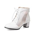 Damen Blockabsatz Schnür ankle boots Minimalismus Süßes Mesh PU Bandbindung Großer Absatz Alltags Stiefel Sandalen Sommer Schuhwerk