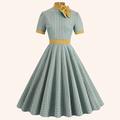 Vintage Retro 1950er Rockabilly A-Linie Swing Flare Midikleid Damen kariert kariert Gingham Ideal für Maskerade und Verabredung