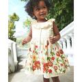 Mädchen 100 % Baumwolle ärmelloses Blumenrüschen A-Linien-Kleid lässige Outdoor-Mode Sommer und Frühling