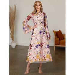 Elegantes A-Linien-Kleid für die Mutter der Braut formelle Hochzeitsgäste hoher Halsausschnitt knöchellang Tüll Stickerei Blumen langärmliges Kleid zum Beeindrucken 2024