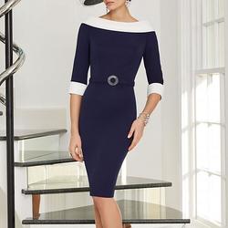 Elegantes Juwel-Ausschnitt Sheath-Mutter der Brautkleid Hochzeitsgäste mit Kristallbrosche und Gurt aus Stretchstoff