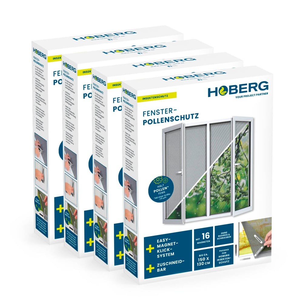 Hoberg Fenster-Pollenschutz mit Pollenschutz - 150 x 130 cm - 4er-Set Image