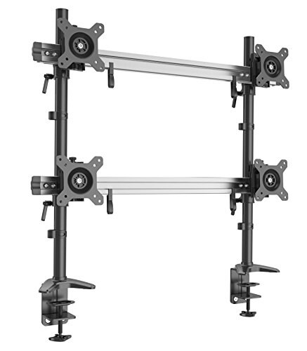 HFTEK® Tischhalterung für 4 Bildschirme von 15 bis 27 Zoll mit Tisch-Klemmsystem - VESA 75/100 Image