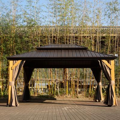 10 ft. x 14 ft. Solid Wood Hardtop Gazebo with Galvanized Steel Double Roof