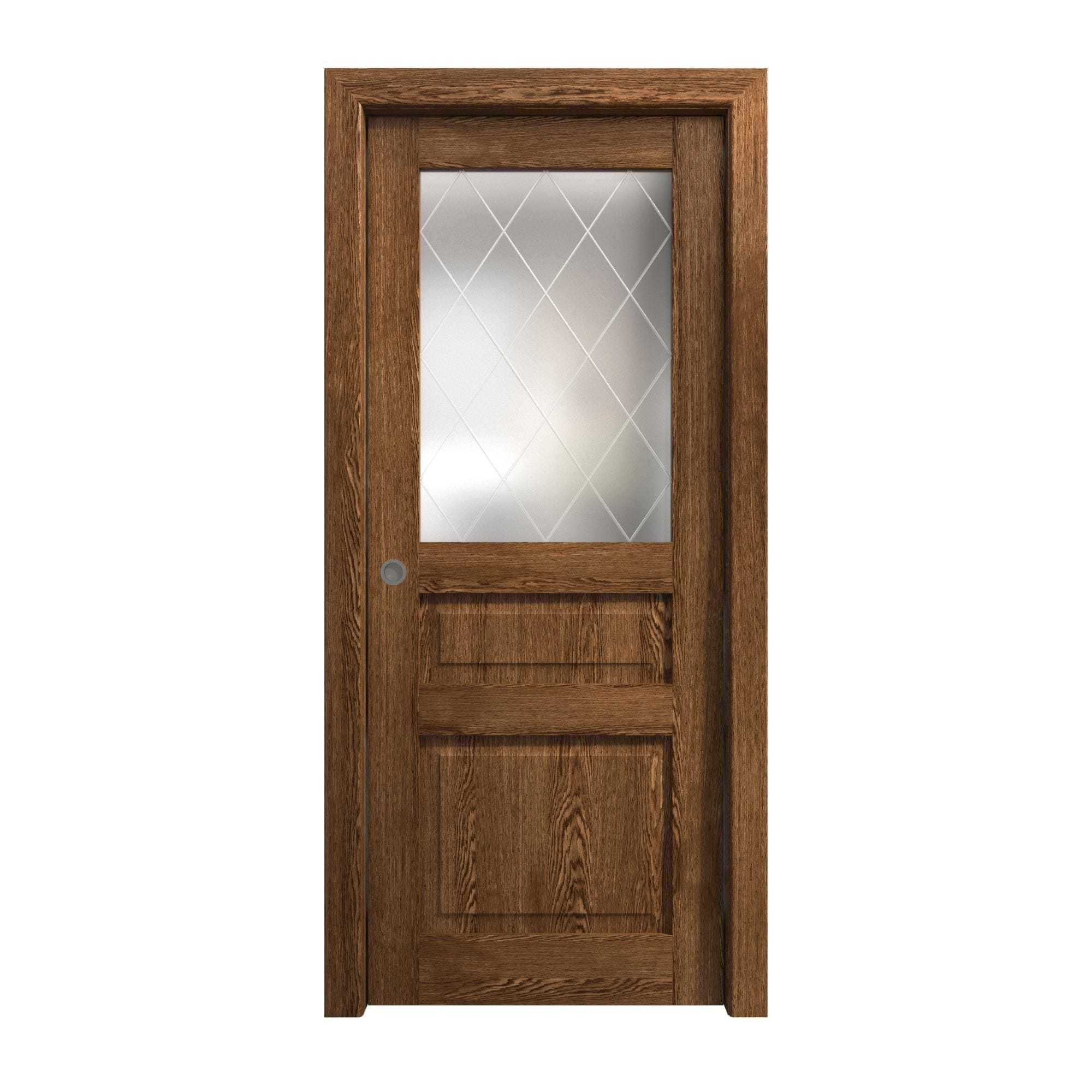 Sliding Pocket Door 18 x 84 inches | Ego 5011 Cognac Oak | Kit Rail Hardware | Solid Wood Interior Bedroom Modern Doors